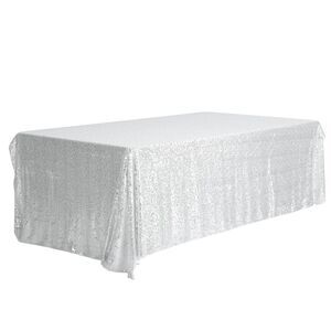 1pc Rectangle Tablecloths Sequin Table Covers for Party 47x83inch Silver